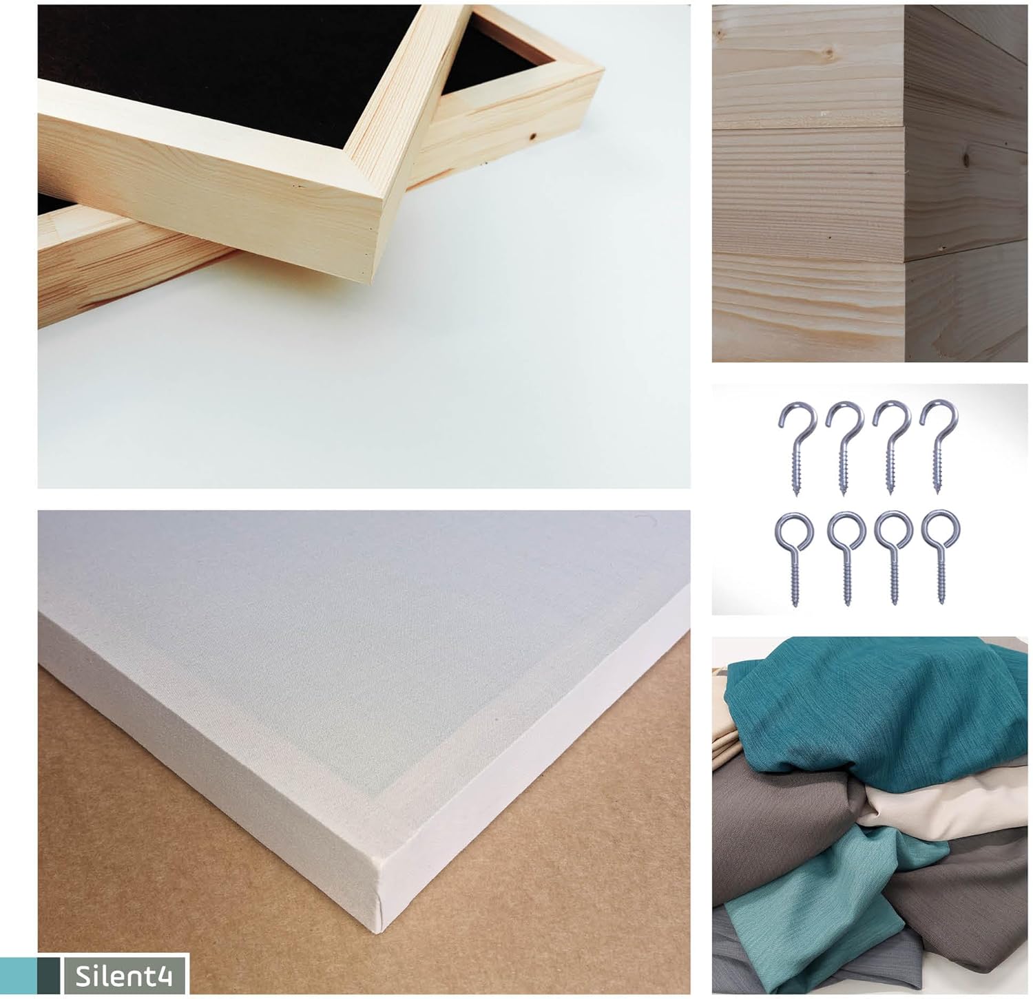 SALE: SILENT4® 2 in 1: muur- en plafondabsorber met houten frame en stoffen hoes, 120 x 60 cm