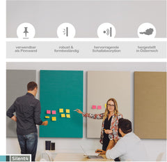SILENT4® Schallabsorber aus PET-Akustikvlies mit Stoffbezug, 114x33cm, Wand