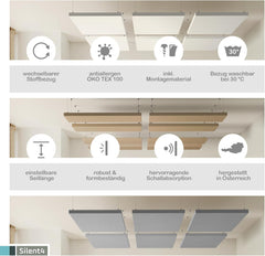 SILENT4® Schallabsorber aus PET-Akustikvlies mit Stoffbezug, 114x72cm, Decke