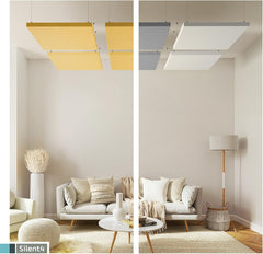 SILENT4® Schallabsorber aus PET-Akustikvlies mit Stoffbezug, 114x72cm, Decke